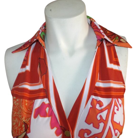 CACHE Mini Dress/Long Top, S, Ultra short, Collar, Sash/Belt, Snaps, Sleeveless - Picture 6 of 12